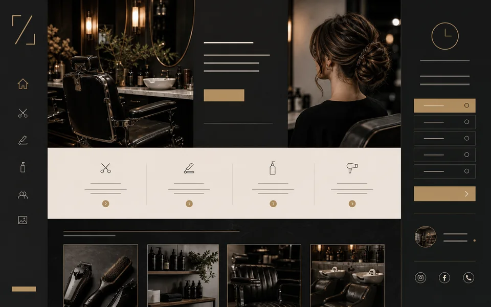 Salon website design concept with services and appointment booking