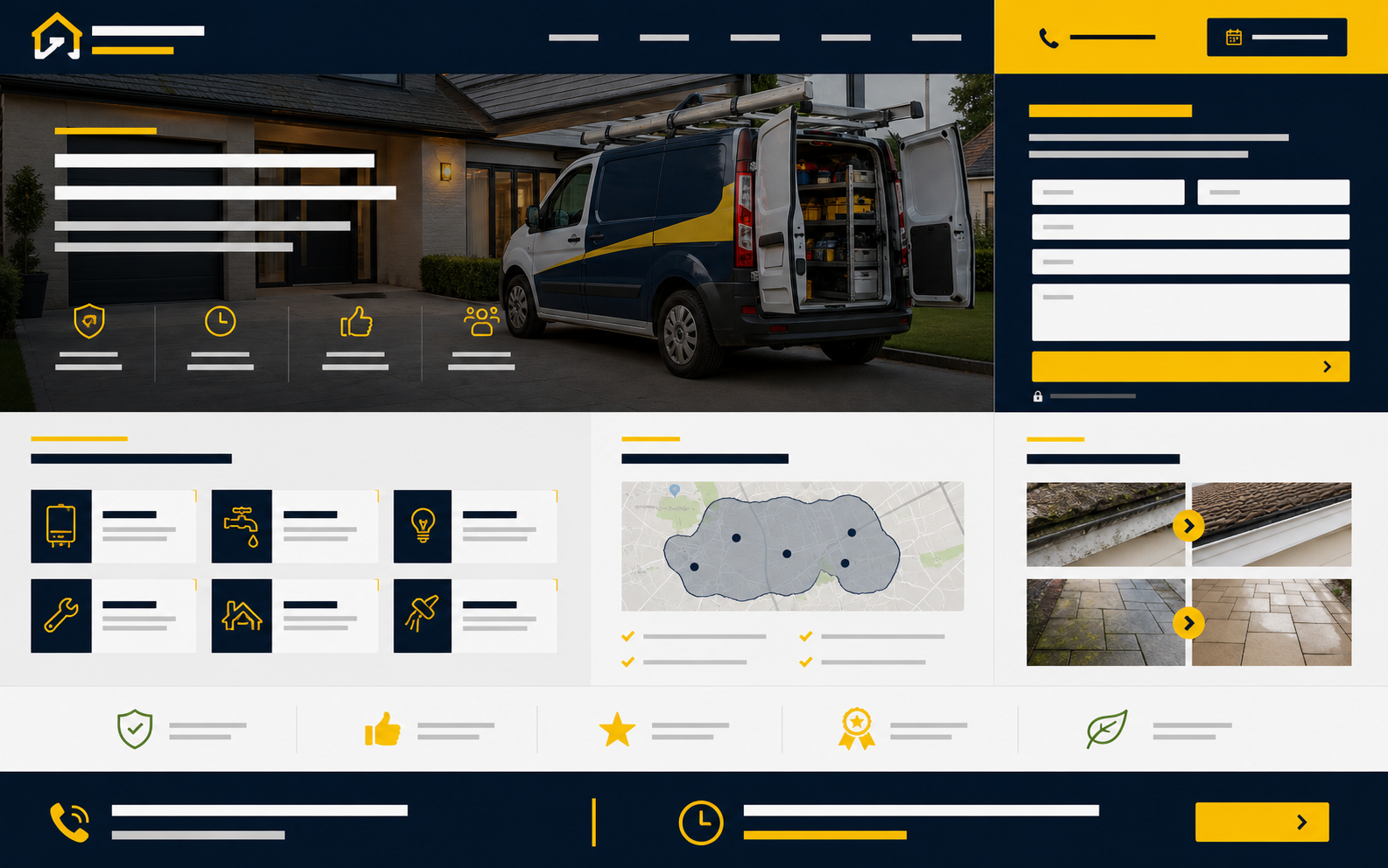 Concept example for a trades website with services and enquiry route.