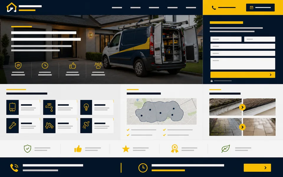 Garage website design concept with service and enquiry routes