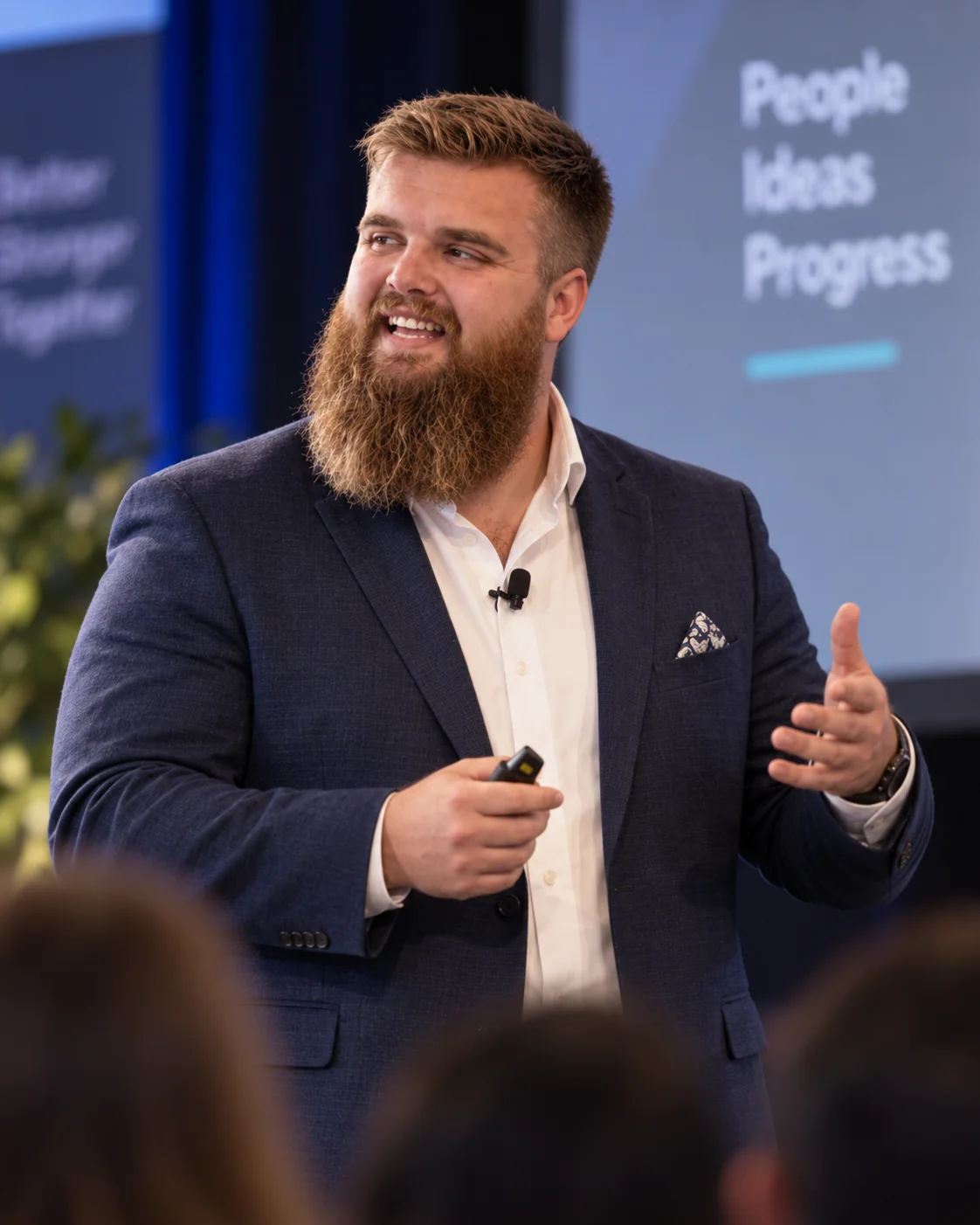 Tom Busfield speaking at an event