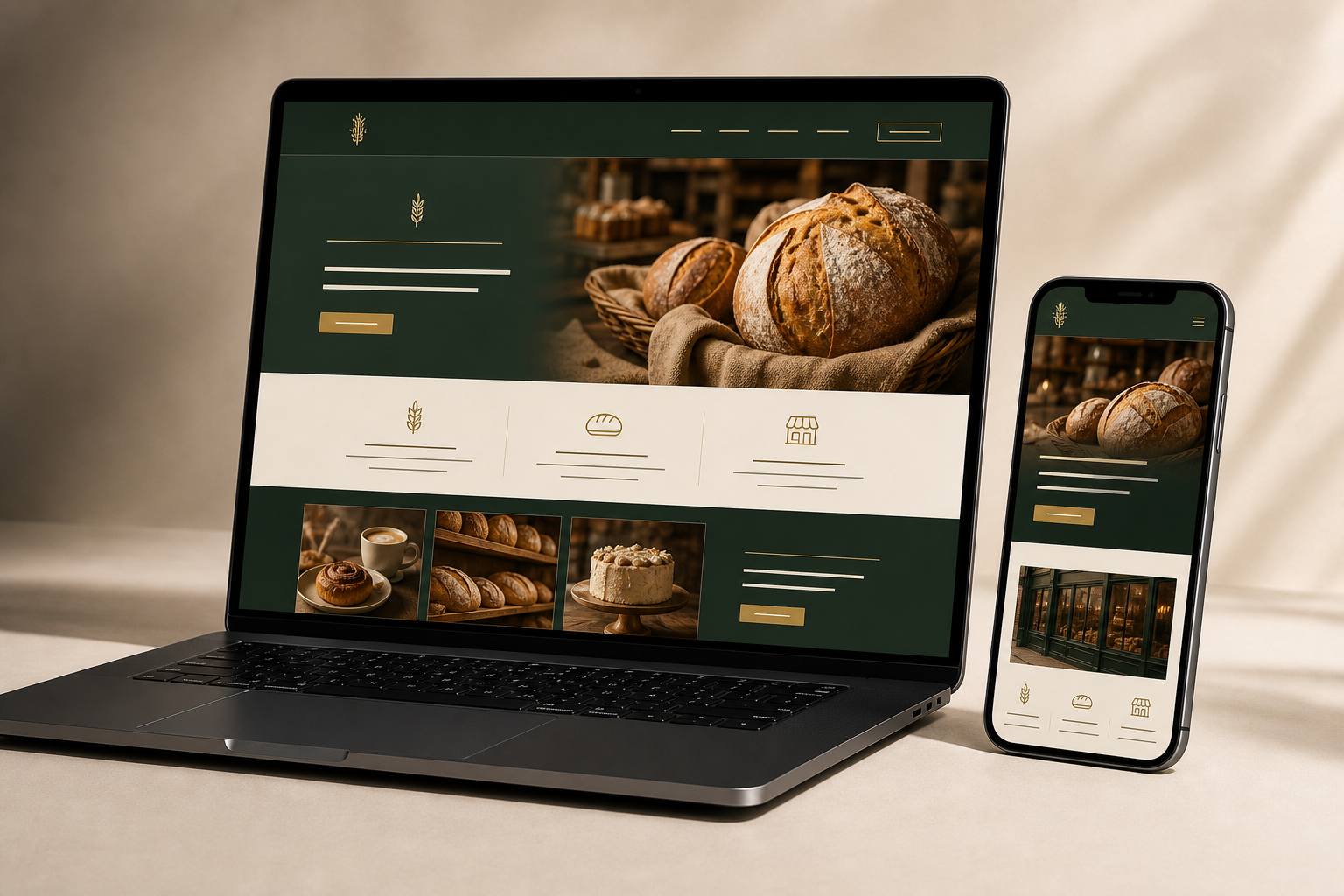 Website concept shown on a laptop and phone.